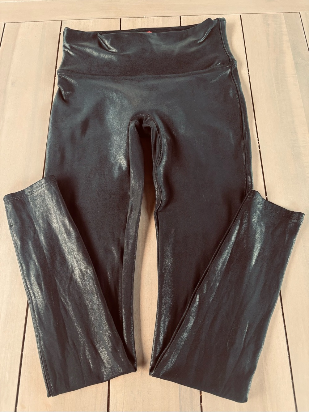 SPANX Black High-Waist Faux Leather Leggings